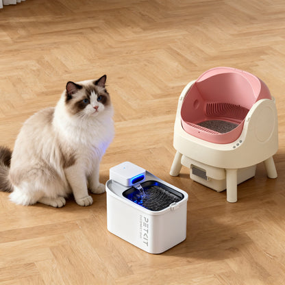 Self-Cleaning Cat Litter Box with Open-Top Design | Odor-Free Disposal & Included Trash Bags