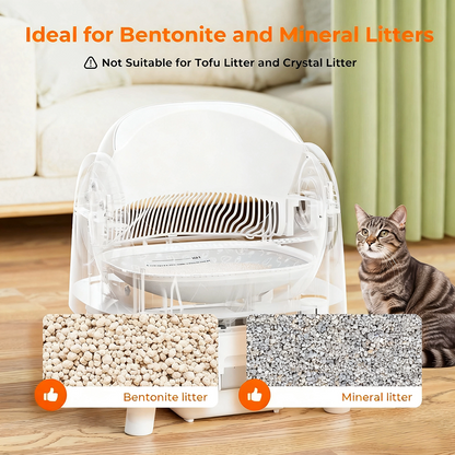 Self-Cleaning Cat Litter Box with Open-Top Design | Odor-Free Disposal & Included Trash Bags