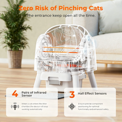 Self-Cleaning Cat Litter Box with Open-Top Design | Odor-Free Disposal & Included Trash Bags