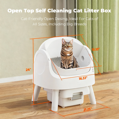 Self-Cleaning Cat Litter Box with Open-Top Design | Odor-Free Disposal & Included Trash Bags