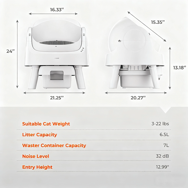 Self-Cleaning Cat Litter Box with Open-Top Design | Odor-Free Disposal & Included Trash Bags