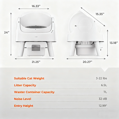 Self-Cleaning Cat Litter Box with Open-Top Design | Odor-Free Disposal & Included Trash Bags