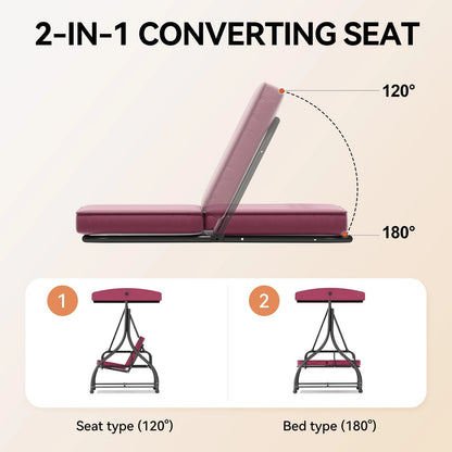 Outdoor Seating 3 Person Porch Swing Chair Gazebo