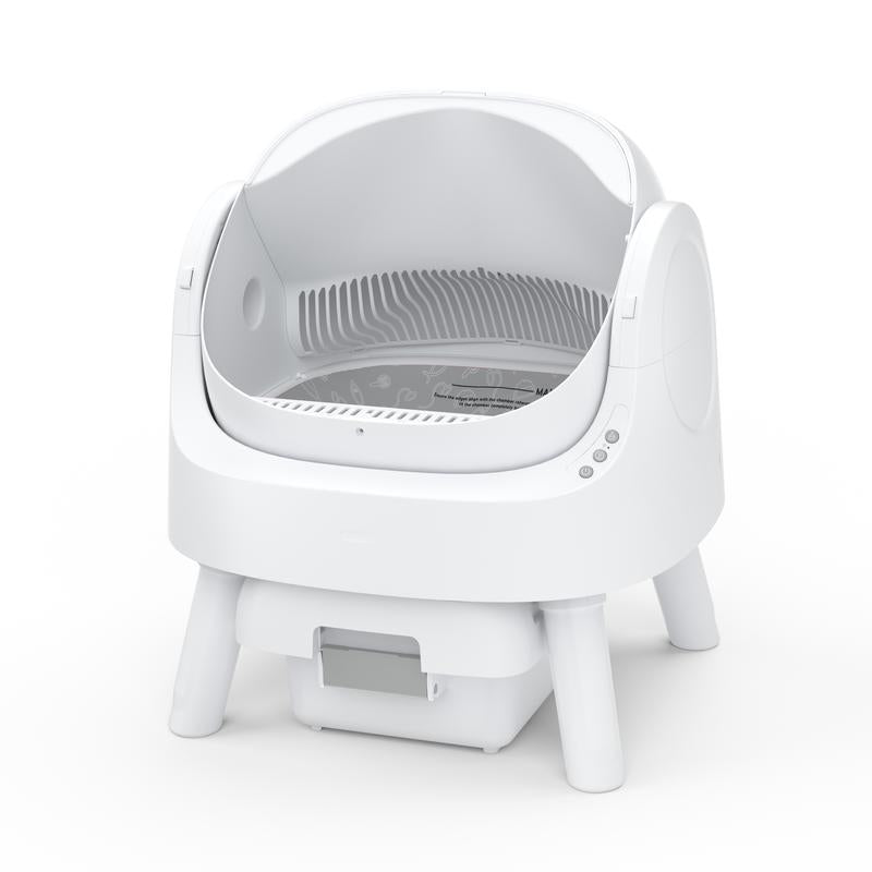 Self-Cleaning Cat Litter Box with Open-Top Design | Odor-Free Disposal & Included Trash Bags